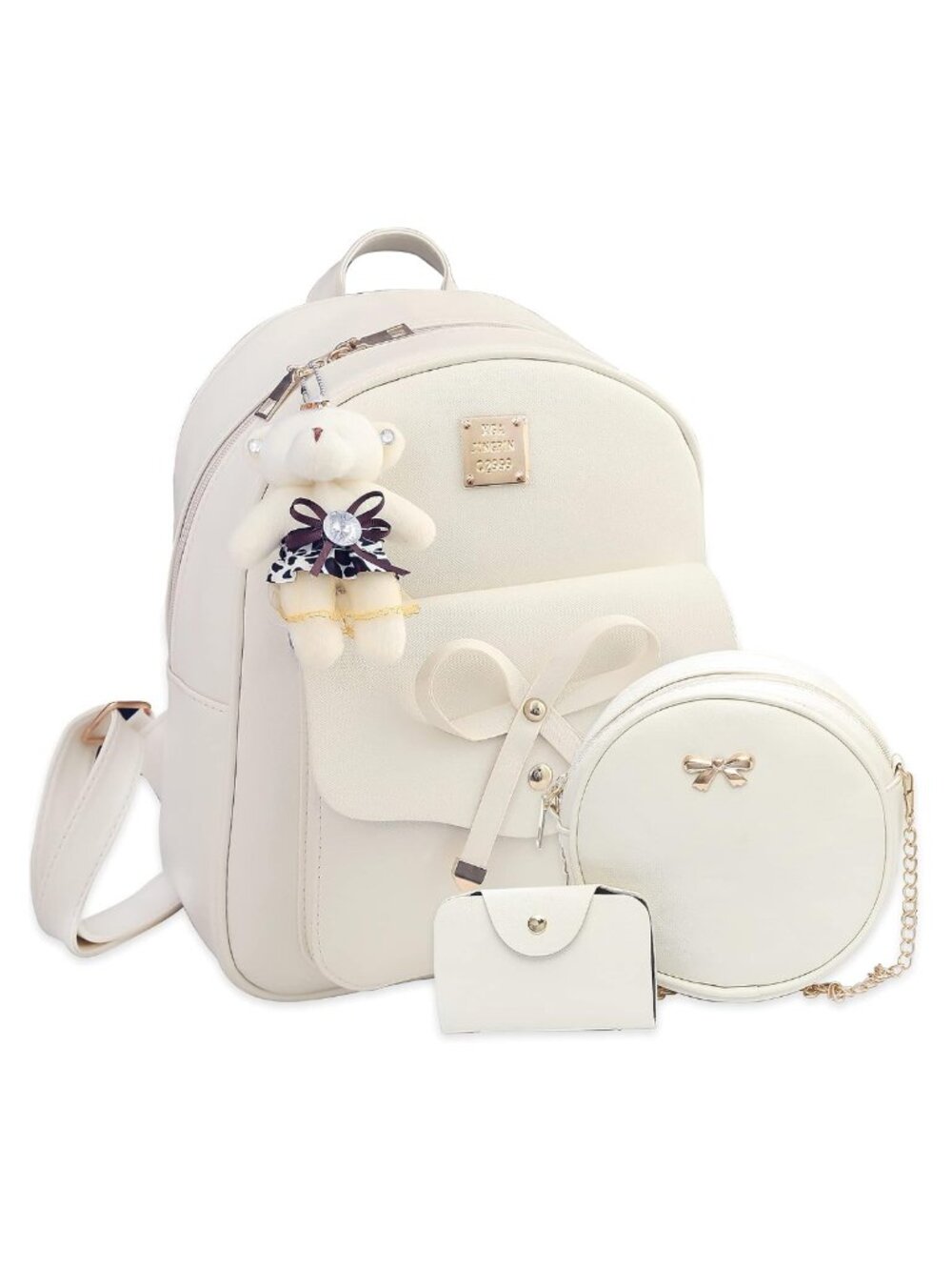 Mini Backpack Purse PU Leather 3-Piece Set Bowknot Small Backpack